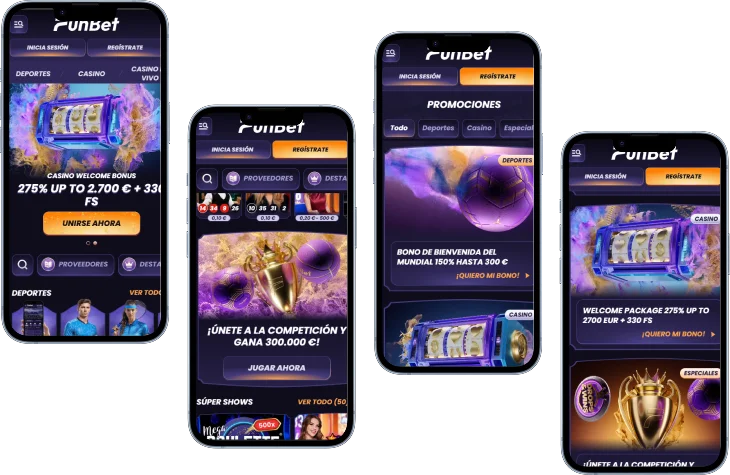 FunBet Casino versión móvil con bonos, promociones, juegos y selección de bienvenida